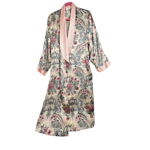 Vintage Victoria’s Secret Gold Label Pink Long Sleeve Robe Tassel Paisley Size S